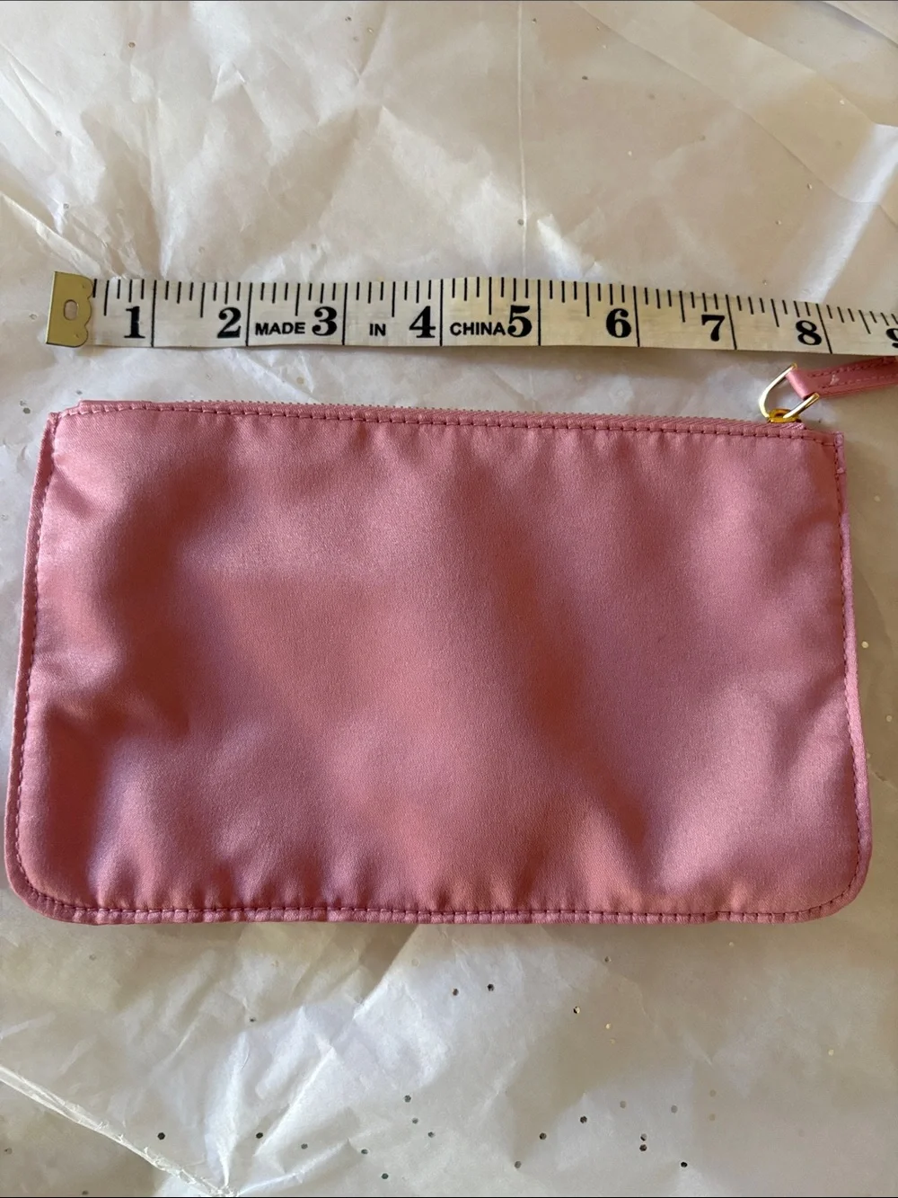 Prada Pink Satin Candy Logo Zip Cosmetic Pouch